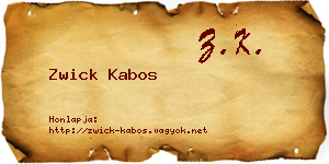 Zwick Kabos névjegykártya